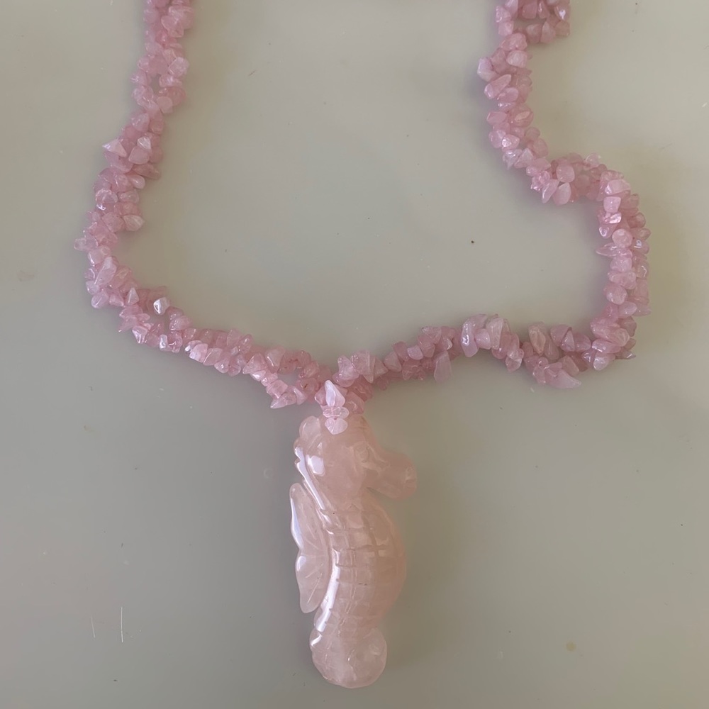 Rose Quartz Seahorse Necklace